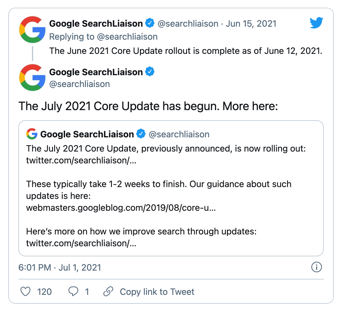 Запуск Core Update July 2021