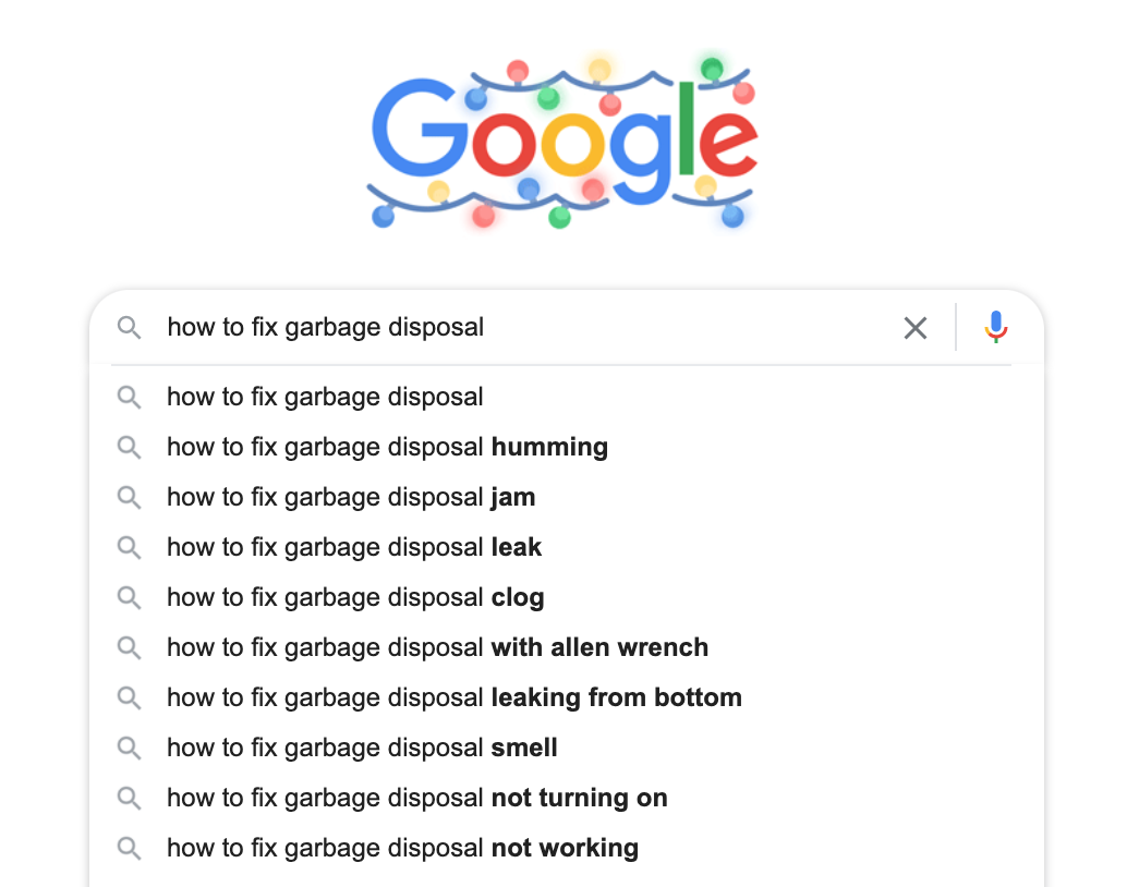 Скриншот из поиска по запросу [how to fix garbage disposal], Google, Декабрь 2021