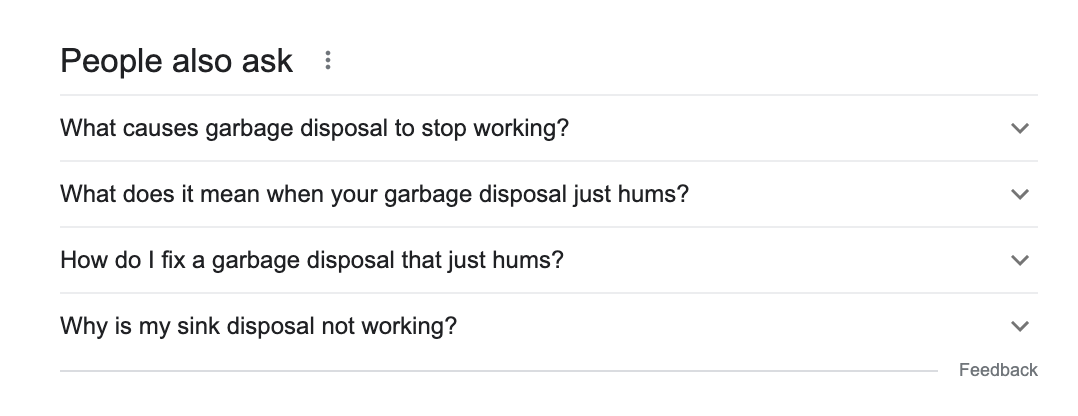 Скриншот из поиска [how to fix garbage disposal], Google, Декабрь 2021