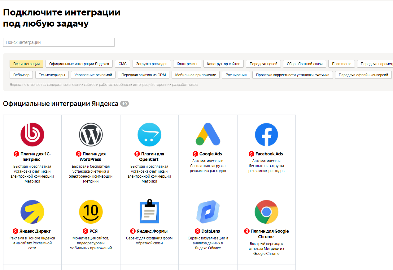 Интерфейс Яндекс.Метрики