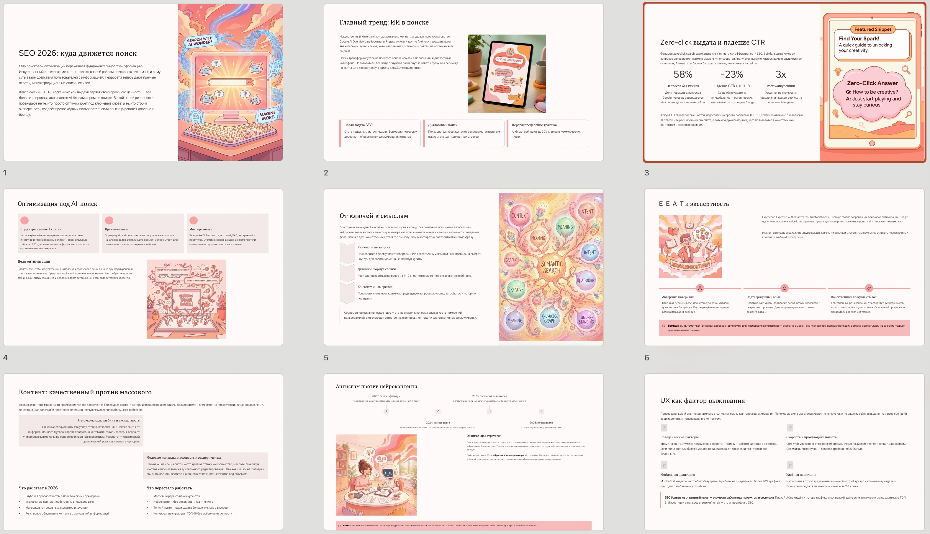 Пример презентации после генерации слайдов — тренды в SEO