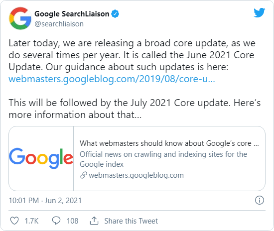 Обновление поискового алгоритма Google June 2021 Core Update