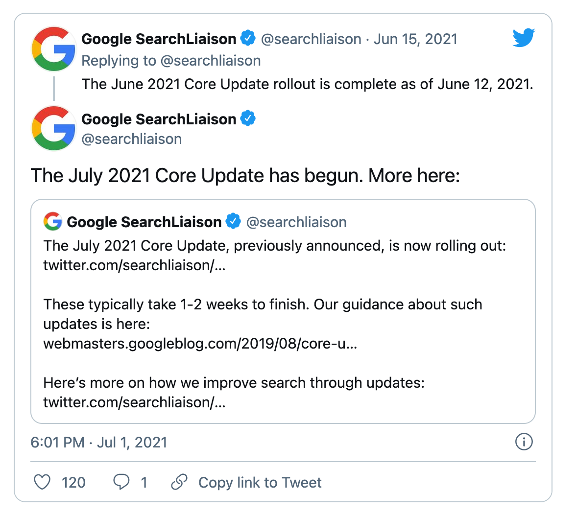 Обновление поискового алгоритма Google Core Update July 2021