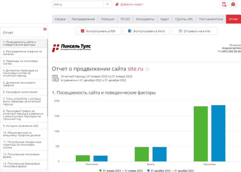 Сервис для создания SEO-отчётов по продвижению сайтов